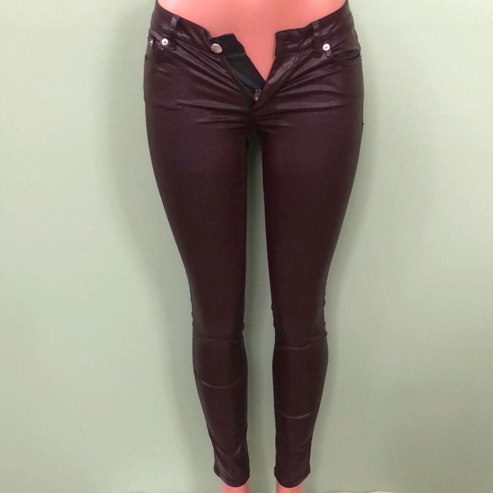 BLK DNM Women's Empire Red FAUX LEATHER Jeans Size 26